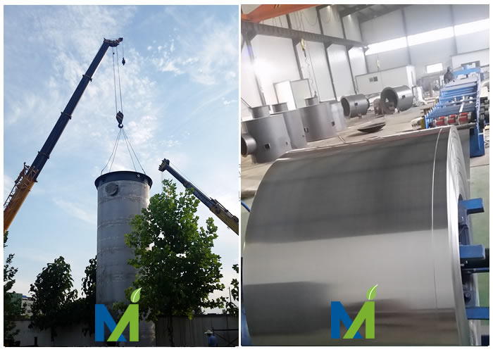 Stainless steel anode tubes on the production line and stainless steel wet electrostatic equipment ready for shipment.